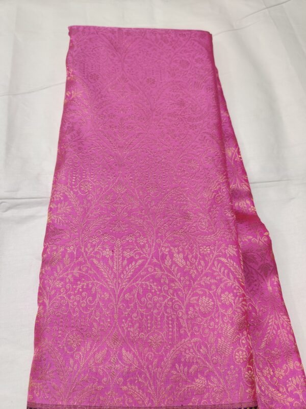 Dharmavaram Pure Silk Pink Saree with Royal Violet Peacock & Tree Zari Border