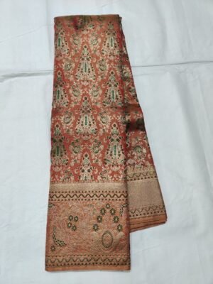 100% Pure Silk Meenakari Maroon Brocade Saree with Grand Zari Meenakari Border | Bridal & Wedding Wear