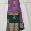 Semi Kanchi Pattu Handloom Saree Lavender colour & Emerald Green with Peacock Zari Border | Traditional Silk Saree