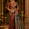 Rust colour Skut border butta design with green pallu
